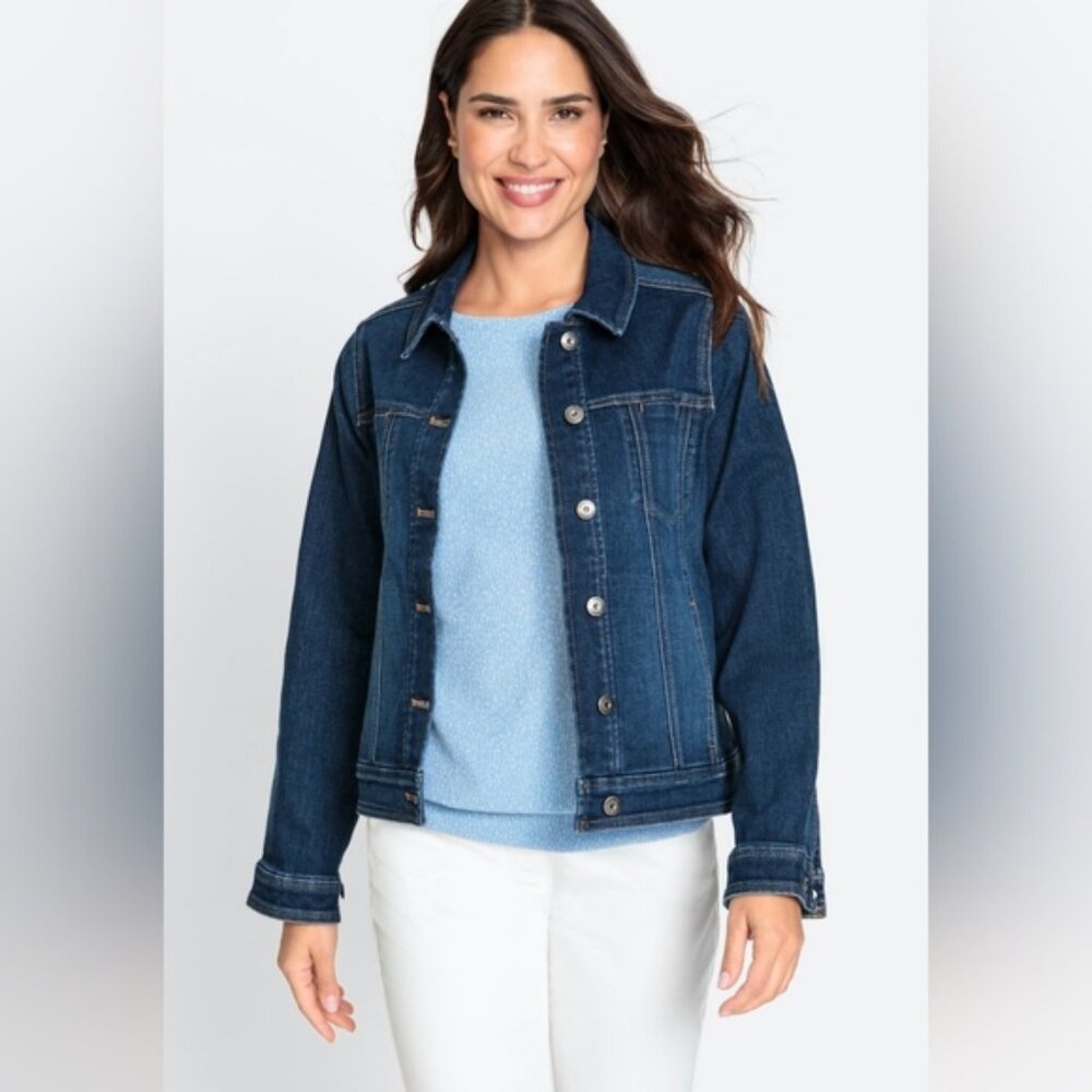 NWOT Olsen Europe Stretch Denim Dark Wash Jacket 12